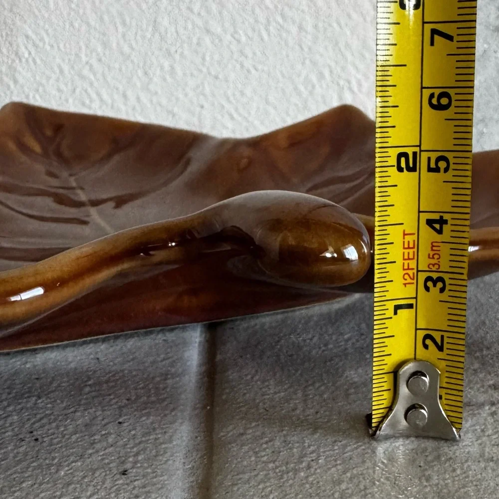 Pottery Barn Harvest Leaf Serving Plate Maple Leaf 10” Ceramic Salad Dish Brown